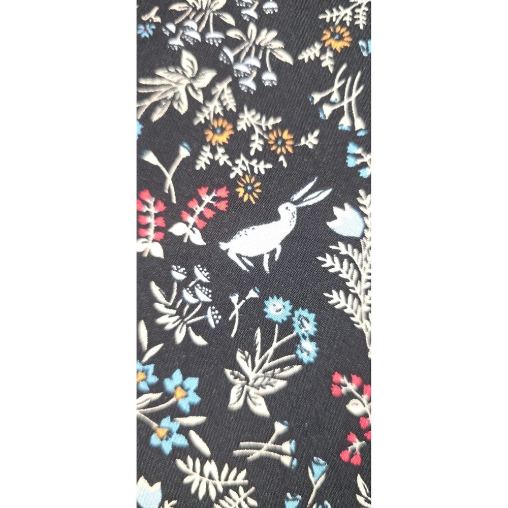 $25 NWT OLD NAVY long sleeve babydoll dress S Tall black blue floral bunny zips - Picture 14 of 14